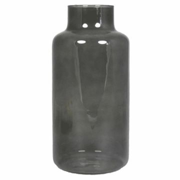 Glass flower vase SIARA, black-transparent, 12"/30 cm, Ø 6"/15 cm
