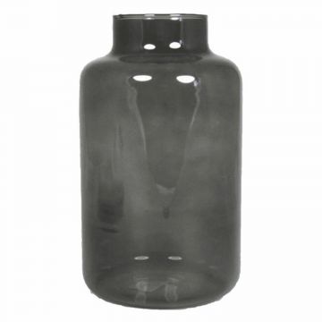 Glass flower vase SIARA, black-transparent, 10"/25 cm, Ø 6"/15 cm