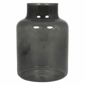 Glass flower vase SIARA, black-transparent, 8"/20 cm, Ø 6"/15 cm