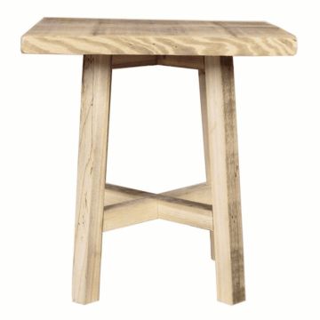 Square wooden stool MAREA, beige, 10"/25,5 cm, Ø 9"/24 cm