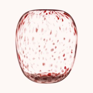 Bellied glass vase RUSSELL, leopard pattern, red-clear, 26cm, Ø22,4cm