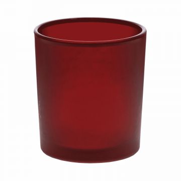 Glass tealight holder MALI, dark red-matt, 3.2"/8,2 cm, Ø 2.8"/7 cm