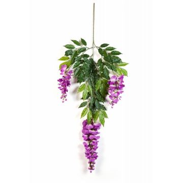 Decorative Wisteria branch LAUREN, flowering, purple, 33"/85cm