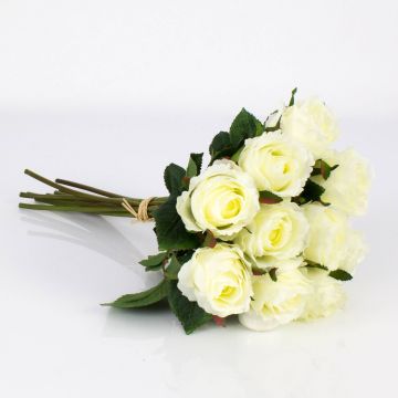 Artificial rose bouquet MOLLY, white, 14"/35cm, Ø 8"/20cm