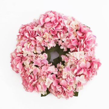 Decorative hydrangea wreath MEJA, pink, Ø 14"/35cm