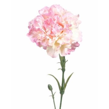 Artificial flower carnation VANERA, pink-white, 24"/60cm, Ø 3.1"/8cm