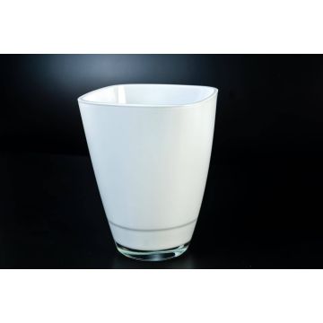 Angular glass vase YULE, white, 6.69"/17cm x 5.12"/13cm x 5.12"/13cm