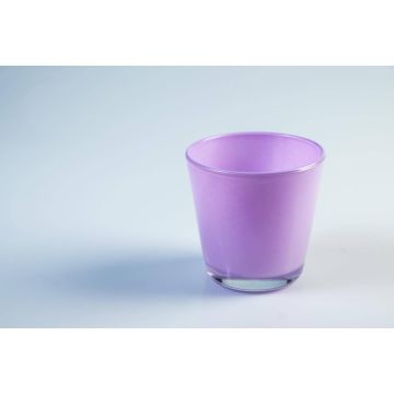 Small tea light holder / candle jar ALEX AIR of glass, purple, 2.95"/7,5cm, Ø2.95"/7,5cm