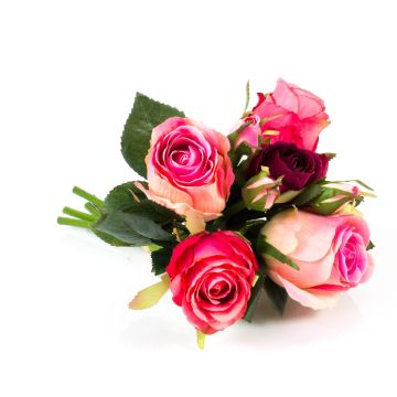 Artificial bouquet of roses MOLLY, light pink-pink, 12"/30cm, Ø 5.9"/15cm