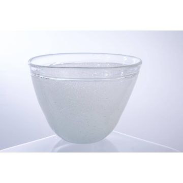 Round glass bowl GLORIA, white, handmade, 5.71"/14.5cm, Ø 8.66"/22cm