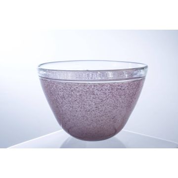 Round glass bowl GLORIA, rose-coloured, handmade, 5.71"/14.5cm, Ø 8.66"/22cm