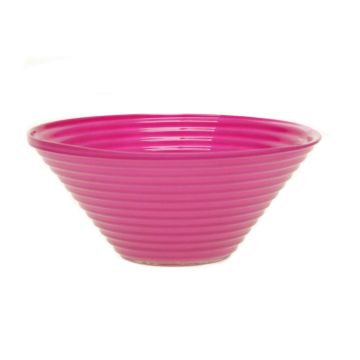 Fruit bowl SELMA made of glass, with grooves, fuchsia, 3.1"/8cm, Ø7"/19cm