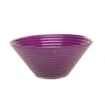 Fruit bowl SELMA made of glass, with grooves, dark purple, 3.1"/8cm, Ø7"/19cm