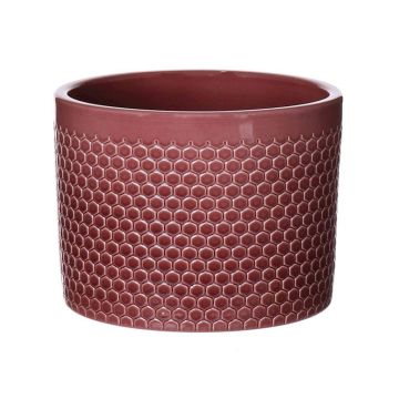 Flower pot CINZIA, ceramic, dots, merlot red, 7"/17,5cm, Ø7"/19cm