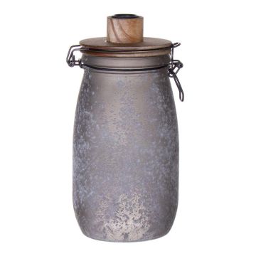 Preserving jar ANNEDORE with dinner candle holder, frosted look, grey, 24,5cm, Ø11,5cm