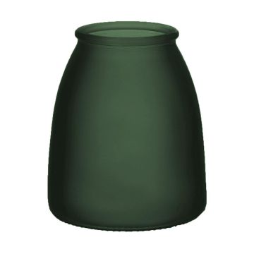Small table vase EMORY made of glass, dark green matt, 6"/15cm, Ø5.1"/13cm