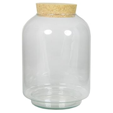 Glass terrarium KONDO with cork lid, clear, 12"/30cm, Ø9"/23cm