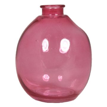 Glass bottle EDURNE, pink-transparent, 4.7"/12cm, Ø4"/10cm