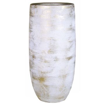 Ceramic flower vase AETIOS, colour gradient, white-gold, 18"/45cm, Ø8"/20cm