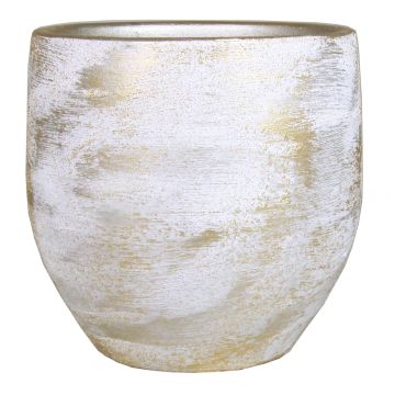 Ceramic flower pot AETIOS, colour gradient, white-gold, 9"/24cm, Ø9"/24cm