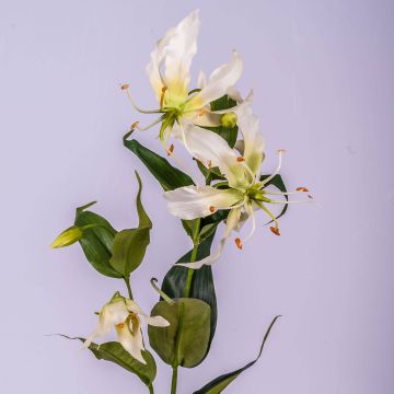 Textile flower Gloriosa FUJITA, cream-green, 31"/80cm, Ø 5.9"/15cm
