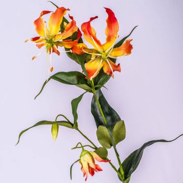 Textile flower Gloriosa FUJITA, orange-yellow, 31"/80cm, Ø 5.9"/15cm
