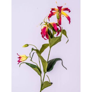Textile flower Gloriosa FUJITA, pink-yellow, 31"/80cm, Ø 5.9"/15cm