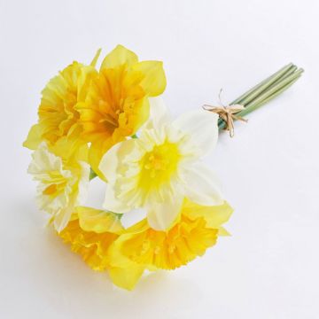 Decorative daffodil bouquet LELA, yellow-white, 14"/35cm, Ø 8"/20cm