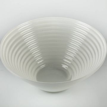 Grooved glass bowl SELMA made of glass, white, 3.15"/8cm, Ø 7.48"/19cm