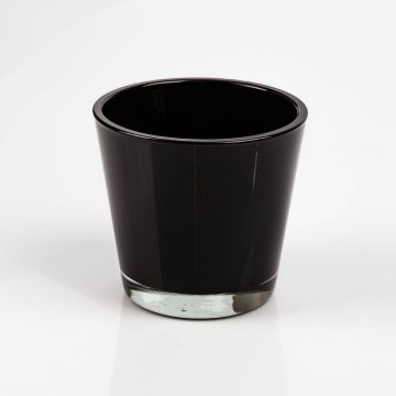 Flower pot/tea light holder RANA, black, 3.94" x 5.12" x 5.51" / 10x13x14cm 