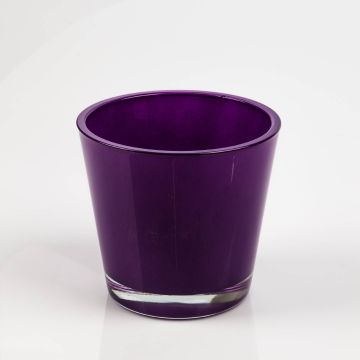 Flower pot/glass tea light RANA, purple, 3.94" x 5.12" x 5.51" / 10x13x14cm