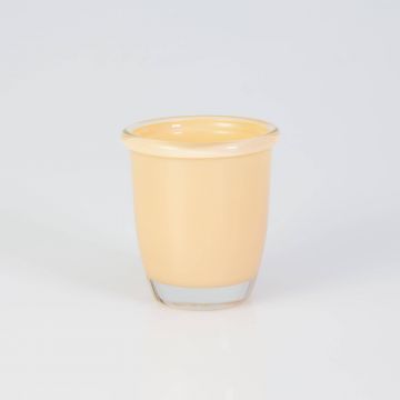 Small tealight holder / orchid pot FYNN, yellow-beige, 3.2" / 8cm, Ø3" / 7,5cm 