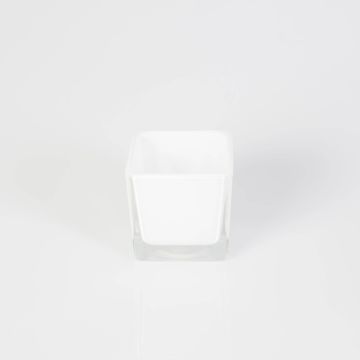 Small tea light glass KIM EARTH, white, 2.4"x2.4"x2.4" / 6x6x6cm