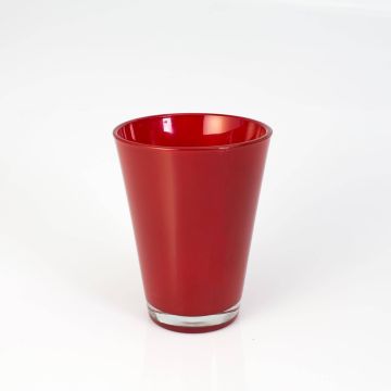 Conical glass vase ANNA EARTH, red, 5.9" / 15cm, Ø4.3" / 11cm