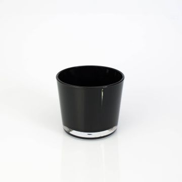 Small storm lantern / glass vase ALENA, black, 3.3" / 8,5cm, Ø3.9" / 10cm