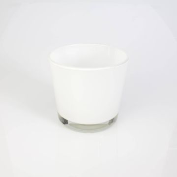 Big glass container/ flower pot ALENA, white, 4" / 10,5cm, Ø 5" / 11,5cm