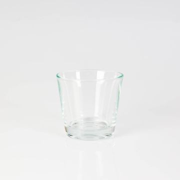 Small tea light glass / tealight holder ALEX EARTH, clear, 3.1" / 8cm, Ø3.5" / 9cm