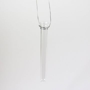Narrow vase / glass tube MILO with wire, clear glass, 7.5" / 19cm,  Ø0.8" / 2cm