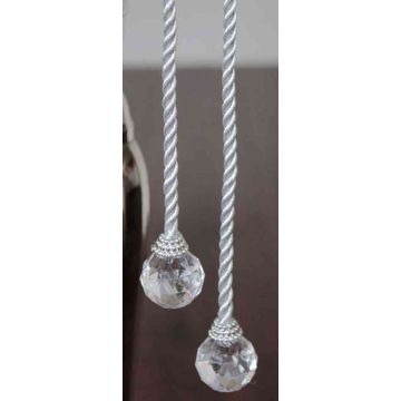 Christmas hanging ornament Cord TAYLER with acrylic balls, silver, 16"/40cm, Ø1.2"/3cm