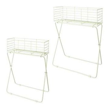Metal plant stand mesh basket TOMOKO, 2 pieces, light green, 20"x9"x25"/50x24x64cm, 24"x12"x28"/60x30x72cm