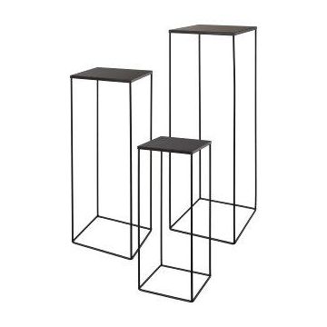 Metal flower stand ULAAKA, 3 pieces, black, 7"x7"x20"/19x19x50cm, 9"x9"x24"/22x22x60cm, 10"x10"x28"/25x25x70cm