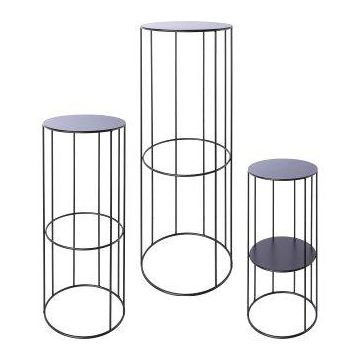 Metal flower stand VAHDINA, 3 pieces, black, 8"x18"/21x45cm, 9"x22"/24x57cm, 11"x28"/28x70cm