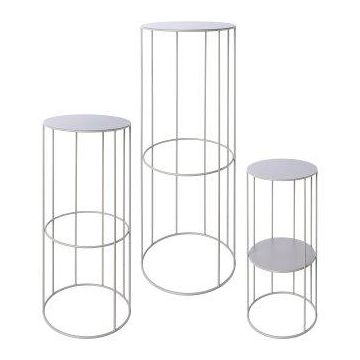 Metal flower stand VAHDINA, 3 pieces, grey, 8"x18"/21x45cm, 9"x22"/24x57cm, 11"x28"/28x70cm