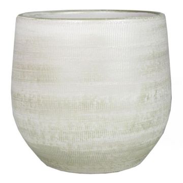 Ceramic pot DELTA with grooves, light grey-white, 13"/33cm, Ø14"/36cm
