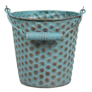 Zinc bucket TRUMAN with handle, with pattern, blue-brown, 4,7"/12cm, Ø5.1"/13cm
