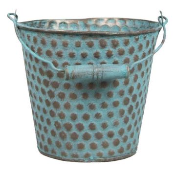 Zinc bucket TRUMAN with handle, with pattern, blue-brown, 4.9"/12,5cm, Ø5.7"/14,5cm