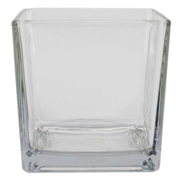 Tealight holder KIM OCEAN made of glass, clear, 4"x4"x4"/10x10x10cm
