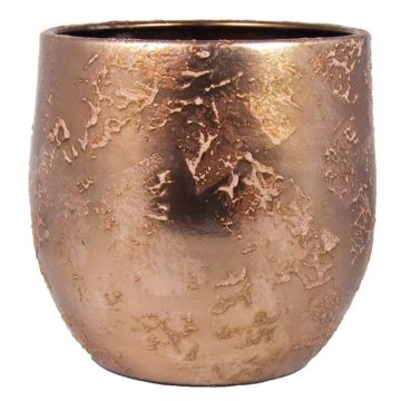 Vintage plant pot MAGO made of ceramic, washed effect, copper, 7"/17cm, Ø7"/19cm