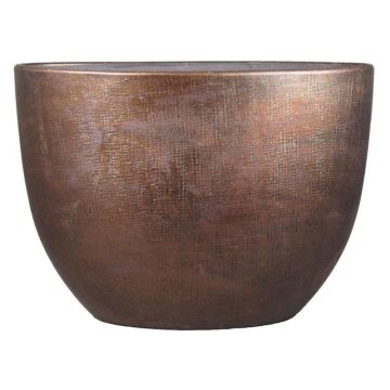 Oval ceramic pot AGAPE with texture, copper, 20"x8"x14"/50x20x36cm