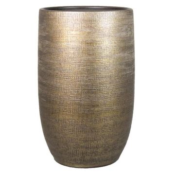 Ceramic vase AGAPE with texture, gold, 16"/40cm, Ø10"/26cm Ceramic vase AGAPE with texture, gold, 16"/40cm, Ø10"/26cm